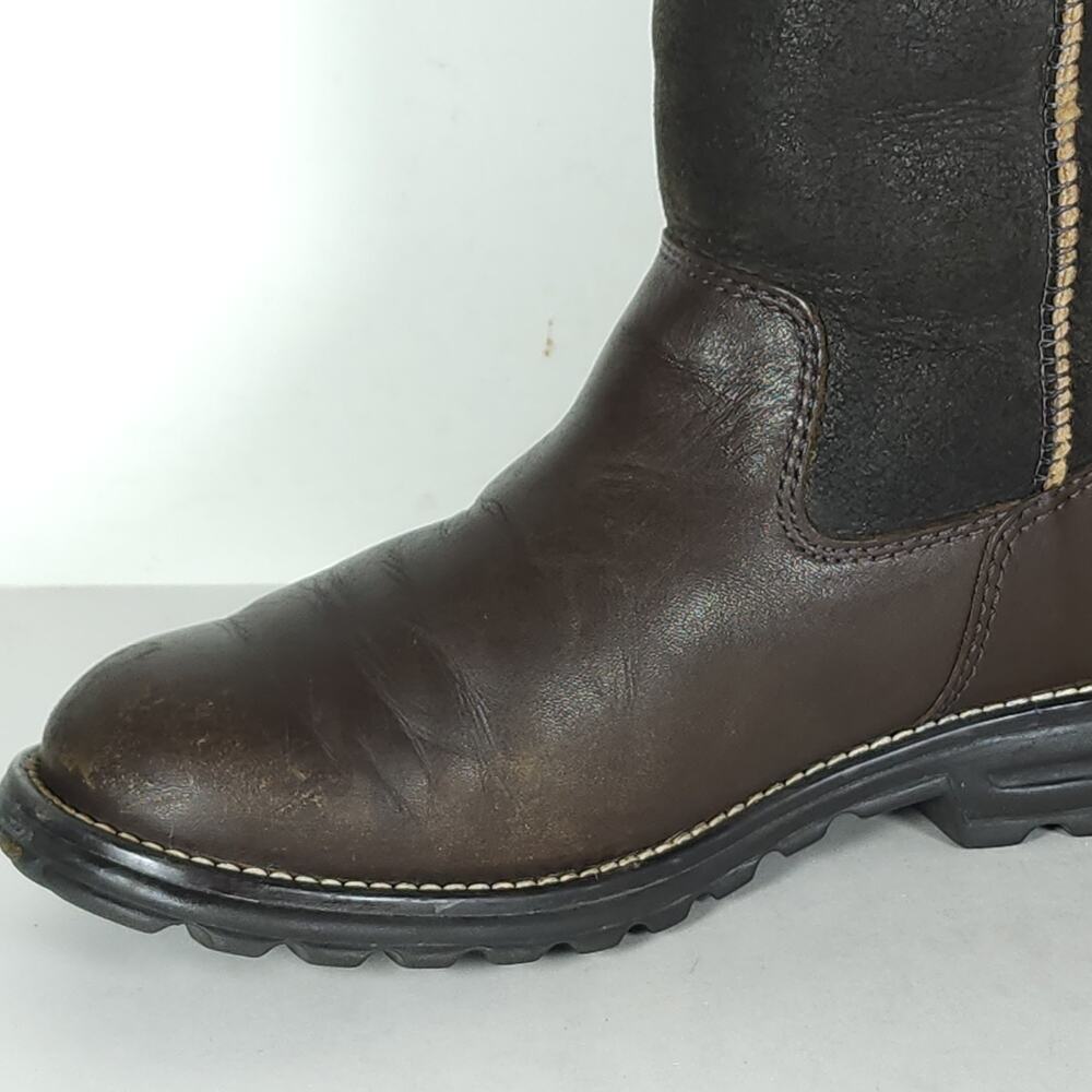 UGG Womens Brooks US7 Tall Brown Leather Shearling Sherpa PullOn Boots - Picture 14 of 16